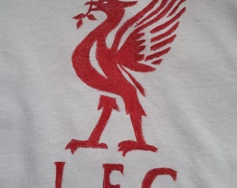 Hand-Painted L.F.C. T-Shirt – Liverpool Football Fan Gift – Custom Sizes Available – White Cotton Tee