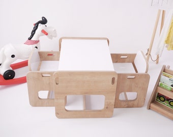 Table et 2 chaises en bois Montessori pour enfants, modèle tortue, ensemble de chaises en bois pour Table d'activité des esprits créatifs