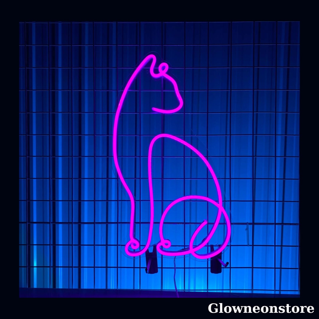 Cat Line Art Neon Sign Cat Led Light Cat Neon Light Cat Etsy Australia