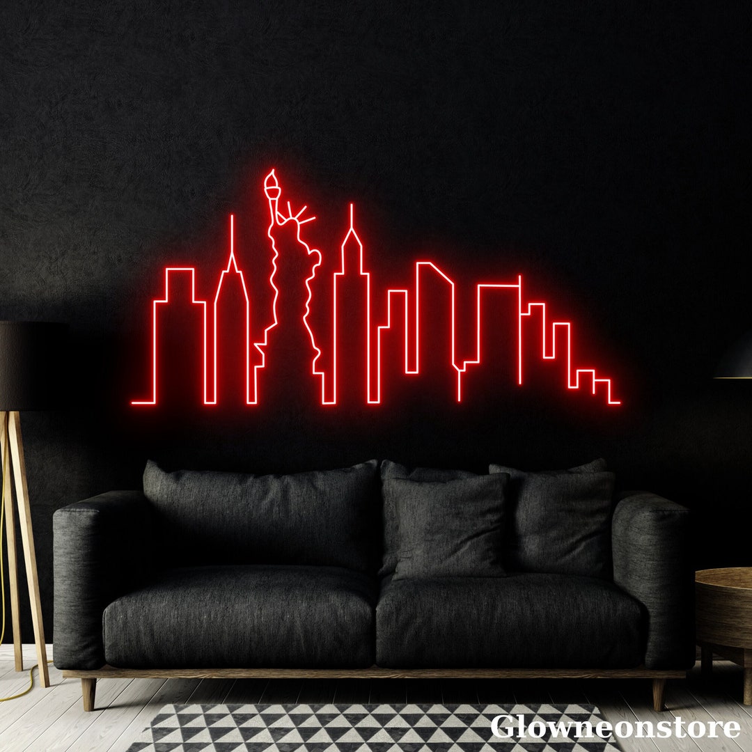 New York City Neon Sign New York Shape Led Sign Statue of Etsy