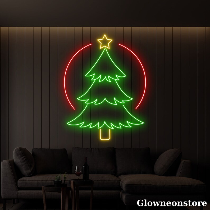 Christmas Tree Neon Sign Christmas Tree Led Light Christmas Etsy