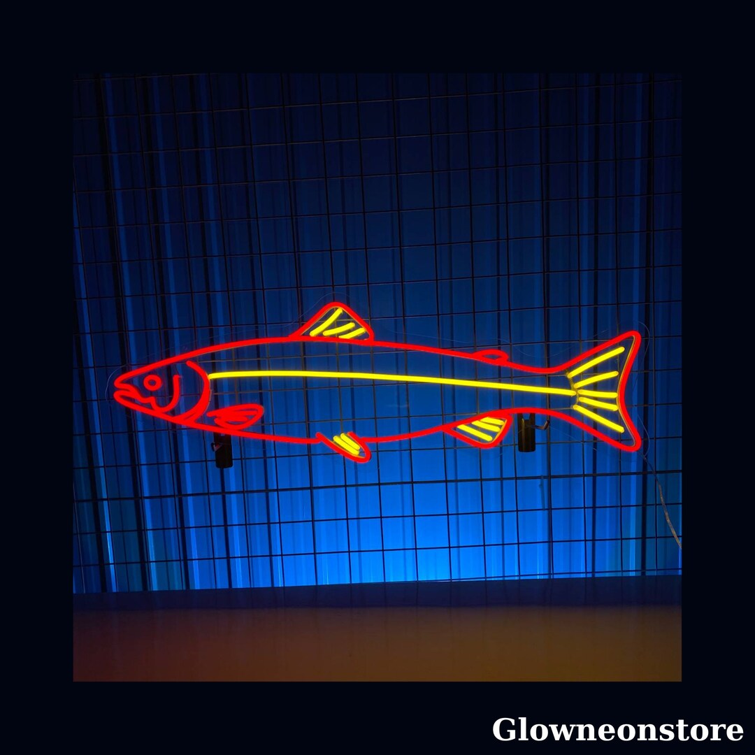 Salmon Fish Neon Sign Salmon Fish LED Sign Handmade Fish Etsy