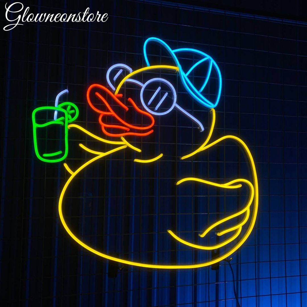 Duck Drinks Cocktail Led Sign Duck Neon Sign Animal Lover Etsy