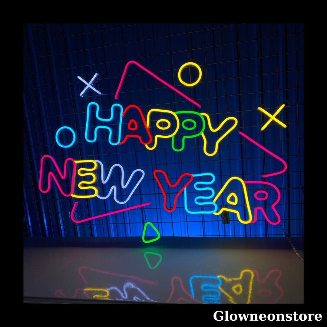 Happy New Year Neon Sign Happy New Year Led Sign New Year Etsy
