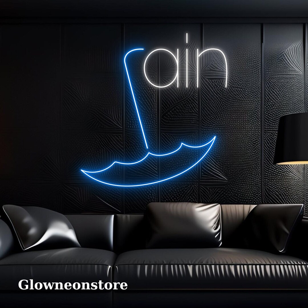 Umbrella Rain Neon Sign Umbrella Rain Led Light Umbrella Led Etsy