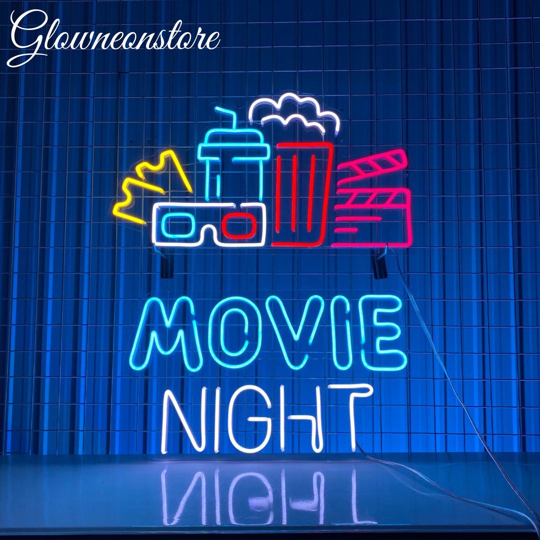 Movie Night Time Neon Sign 3D Cinema LED Sign Custom Neon Etsy