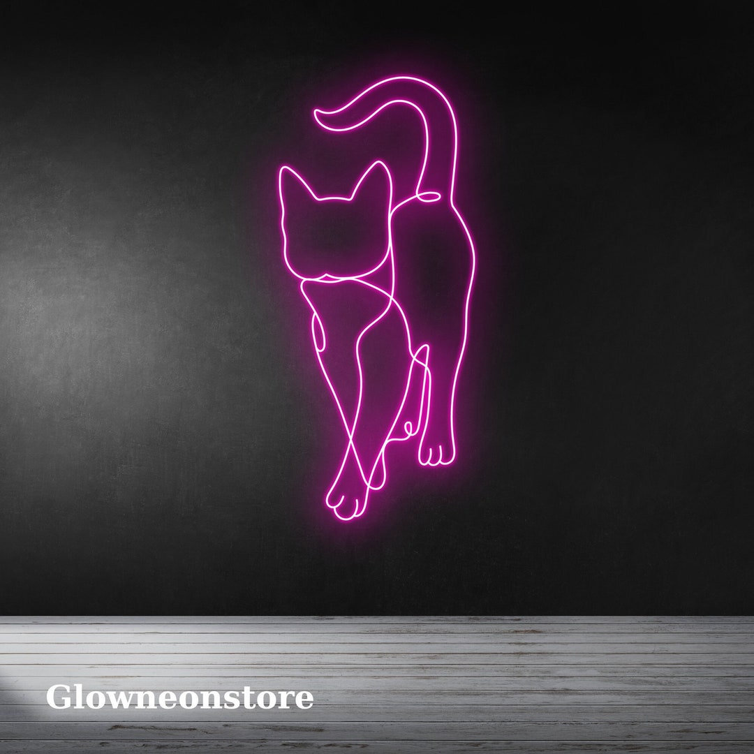 Cat Line Art Neon Sign Cat Line Art Led Light Cat Neon Sign Etsy