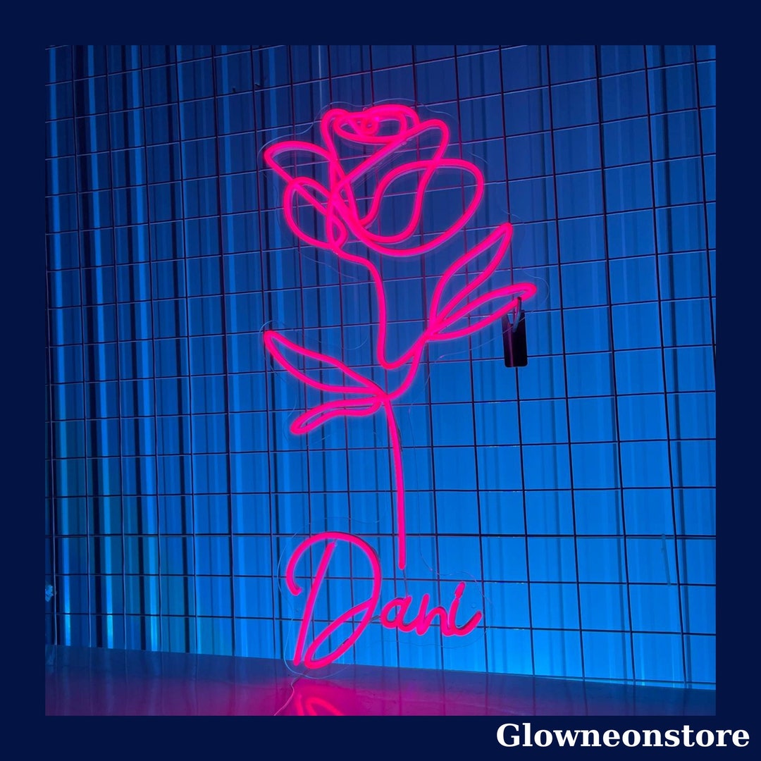 Rose Flower Neon Sign Rose Flower Led Light Home Beach Club Etsy