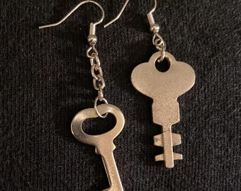 Simple Asymmetrical Key Earrings