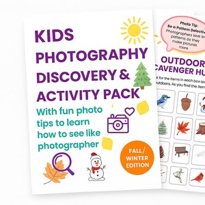Ontdekkings- en activiteitenpakket kinderfotografie afdrukbaar
