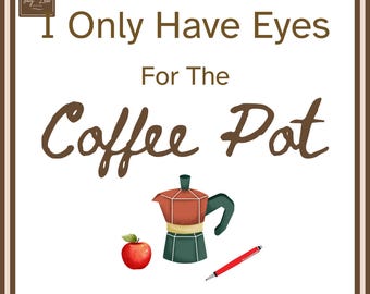 Funny Teacher Coffee Pot Minimal Watercolor Caffeine Eyes Educator Survival Gift Digital Png Art