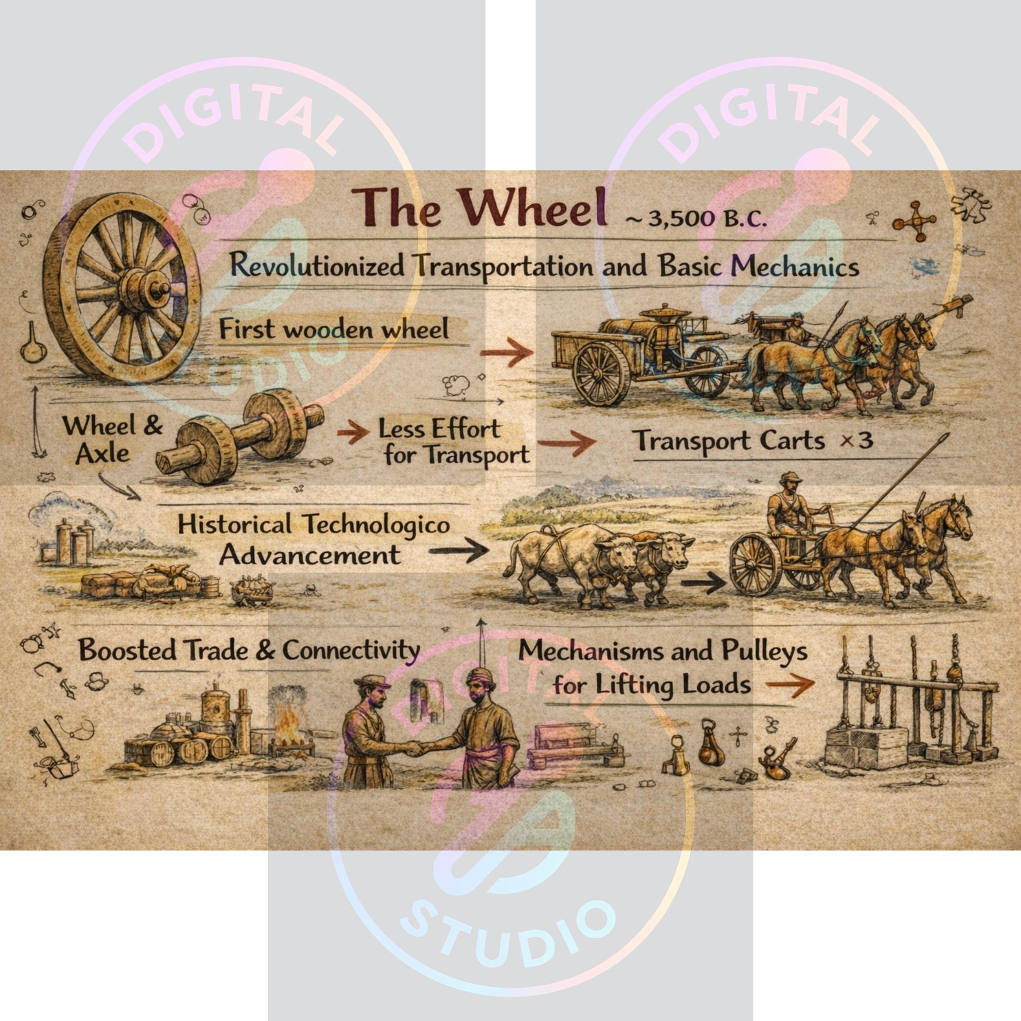 Ancient Civilizations Poster – Invention of the Wheel – World History ...