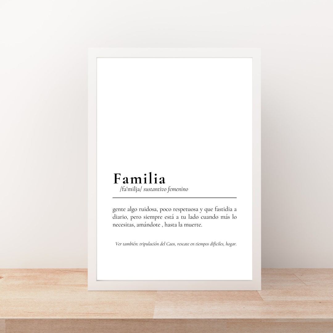 Impression de définition drôle Famille en espagnol cadeau Etsy France