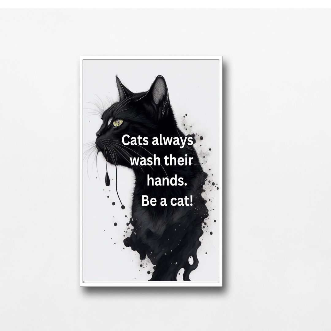 Enchanting Cat Moments - Funny Bathroom Sign, Black Cat Print, Original ...