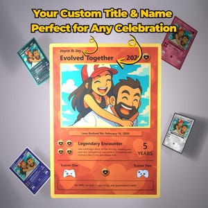 Custom Poke Style Trainer Card Digital Download – Personalized Photo Card for Couples – Anniversary Gift, Birthday, Funny Poke Art