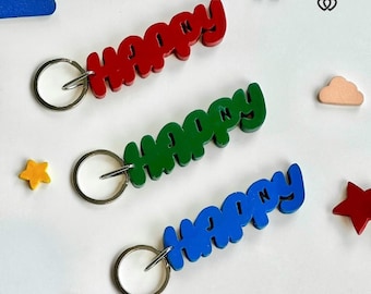 BTS Jin Kim Seokjin Happy Logo Album Wooden Keychain Magnet Pin Dangling Charm Kpop Bangtan Army Gift Keyring Accessories Bag Decor Cute Fun