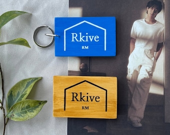BTS RM Kim Namjoon Rkive Indigo Wooden Keychain, Pin, & Magnet, Studio sign Doorplate Kpop Bangtan ARMY Gift Keyring Accessories Charm Decor