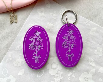 BTS Love Yourself Her and Smeraldo Flowers Wooden Keychain & Magnet, Album, Kpop, Bangtan ARMY Gift Keyring Cute Aesthetic Accessories Charm