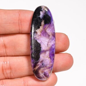 Amazing Natural Charoite Cabochon Purple Charoite Loose Gemstone Oval Shape For Making Jewelry 56Ct 16X51X6 MM