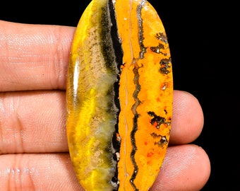 AAA Quality Natural Bumblebee Jasper Cabochon Oval Shape Loose Gemstone For Making Jewelry 55 Ct 53X26X5 MM