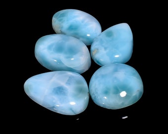 5 Stück Packung Natürliche Larimar Cabochon Mix Form Lot Lose Edelstein für die Herstellung von Schmuck Larimar 79 Ct 18X18 23X17 MM