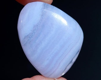 Natural Blue Lace Agate Cabochon Fancy Shape Blue Lace Agate Loose Gemstone For Making Jewelry 32 Ct 30X23X6 MM