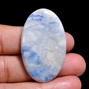 Natural Blue Scheelite Cabochon, Natural Blue Scheelite Loose Gemstone, Healing Crystals for Pendant Jewellery, 45Cts 40X25X6 mm