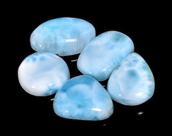 5 Stück Packung natürlicher Larimar Cabochon Mix Form Loser loser Edelstein zur Schmuckherstellung Larimar 78 Ct 17X17 20X14 MM