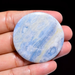 AAA Quality Blue Scheelite Cabochon, Natural Blue Scheelite Loose Gemstone Round Shape 80 Cts, Healing Crystals for Pendant 41X41X6 MM
