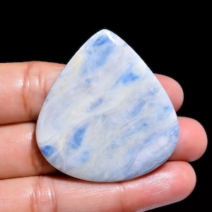Natural Blue Scheelite Cabochon, Natural Blue Scheelite Loose Gemstone, Healing Crystals for Pendant Wire Wrap Jewelry, 73Cts 43x41x5 mm
