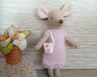 maileg pink knitted dress for mice 13 cm