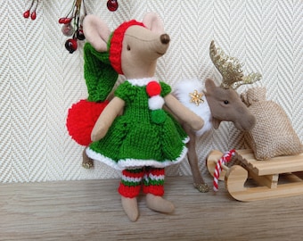 maileg knitted christmas set for big sister mouse