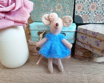 Turquoise blue knitted mohair dress Maileg