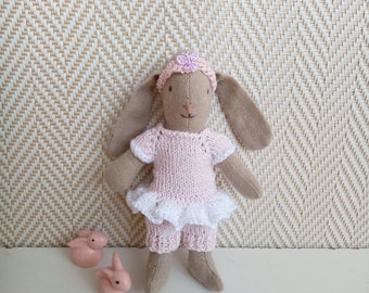 Maileg rabbit knitted pink jumpsuit
