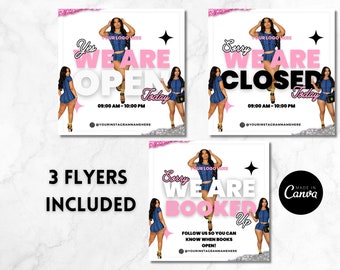 Hair Booking Flyer, Boutique Flyer, Appointment Flyer, Walk Ins Flyer, Make up, Nails , Booking Flyer, Canva Template, DIY Booking Flyer