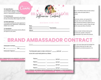 Brand Ambassador , Influencer Agreement, Flyer Design, Editable Flyer, Brand Ambassador Flyer, Flyer, Brand Contract, Canva Flyer,