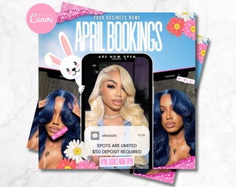 April Booking Flyer, Spring Season Flyer, Spring Hair Deals, Beauty, Hair, Nails, Lash, Book Now, Appointment Flyer, Easter Flyer