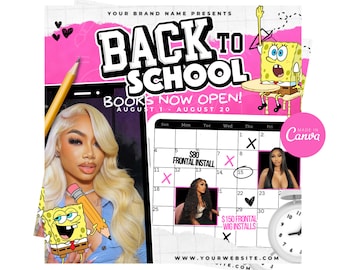 August Booking Flyer , DIY Back to School Flyer, Editable Back to School Flyer, Hair , Nails, Makeup Lash Flyer