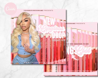 lipgloss sale flyer, 2 flyers included , New lipgloss , Book Now Flyer, Make Up Flyer, Flyer, DIY Canva Template Makeup tech flyer