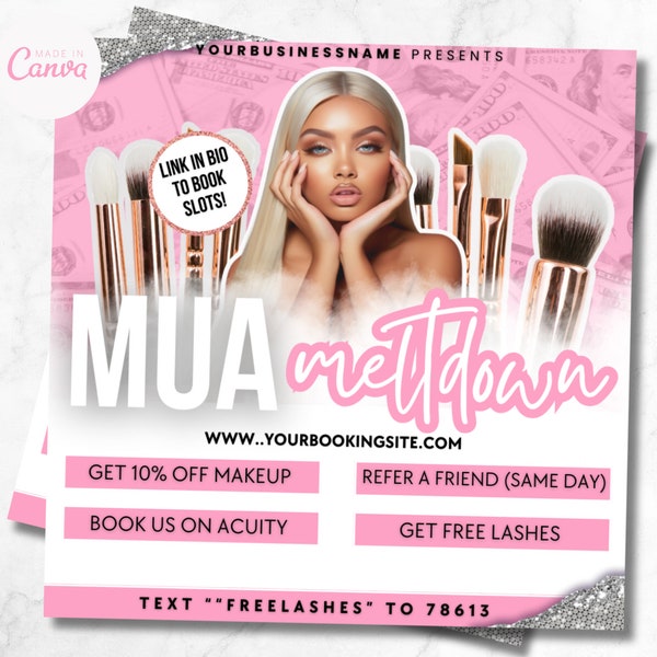 Book Now Flyer , MUA Booking Flyer, Appointment Flyer, Makeup Flyer, Event Flyer, Announce Your Event, New Product Flyer, Hosting Flyer,