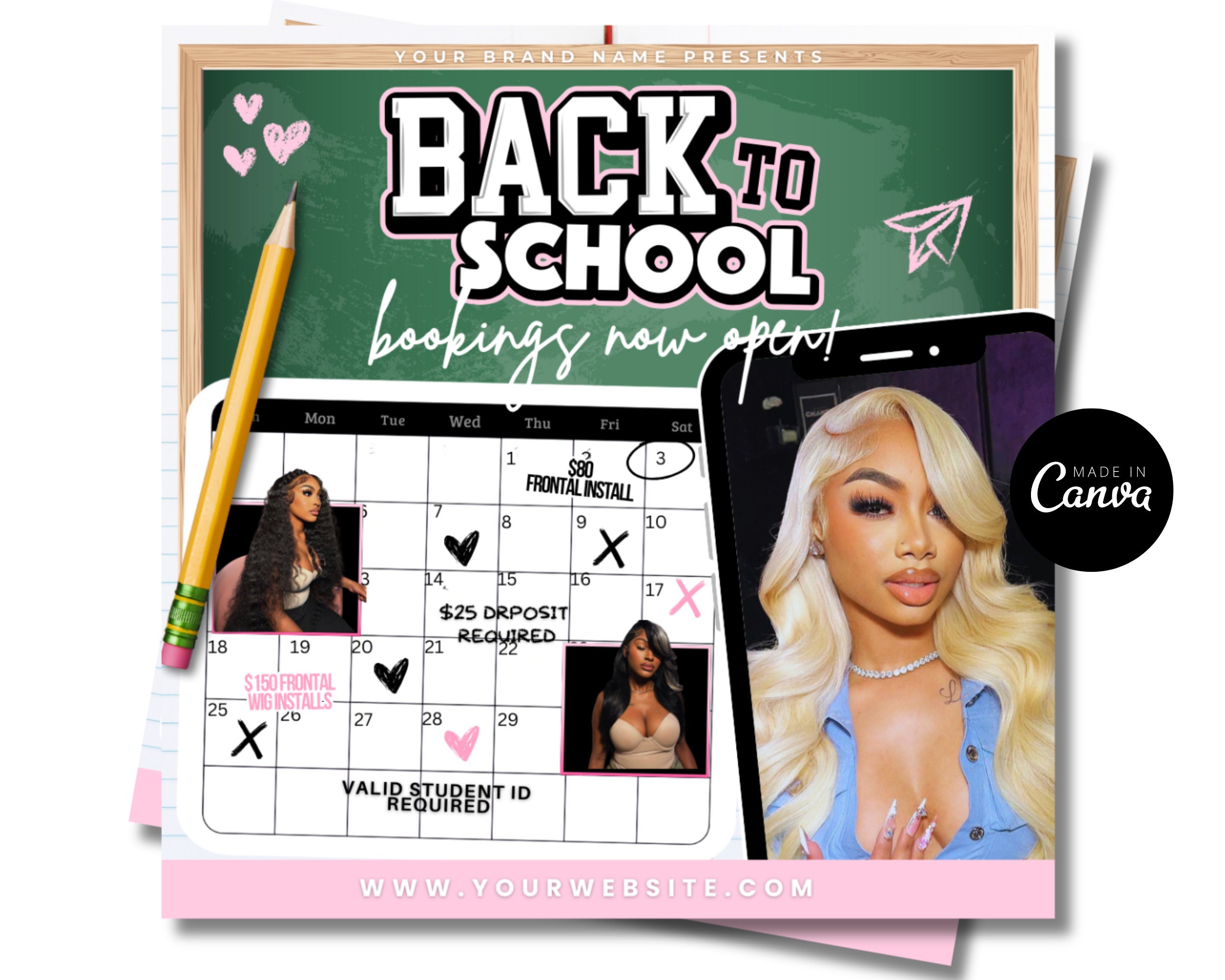 Back 2 School Flyer , DIY Back to School Flyer, Editable Back to School Flyer, Hair , Nails, Makeup Lash Flyer