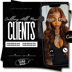 New Clients Booking Flyer, Book Now Flyer, New Client Special Flyer, Makeup, Hair, Lashes, Nails, DIY Canva Template,