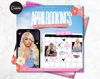 April Booking Flyer, Spring Season Flyer, Spring Hair Deals, Beauty, Hair, Nails, Lash, Book Now, Appointment Flyer, Easter Flyer