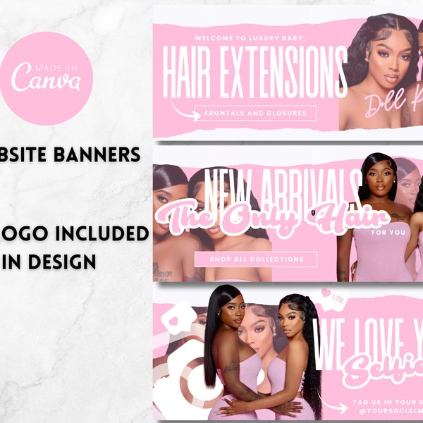 Web Slide Banners, diy web slide banners, canva templates, Wig Hair business, website banners, shopify, wix, godaddy