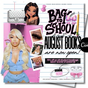 DIY Back to School Flyer: Hair, Nails, Makeup Lash (Editable Template)