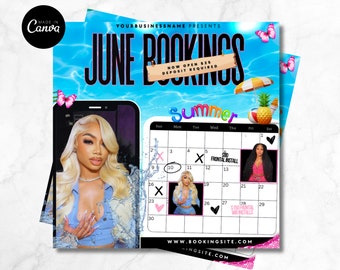 June Booking Flyer, DIY Flyer Template Design, June Appointment Flyer, Hair Lash Instagram Post, Book Now Flyer, Premade Business Flyer