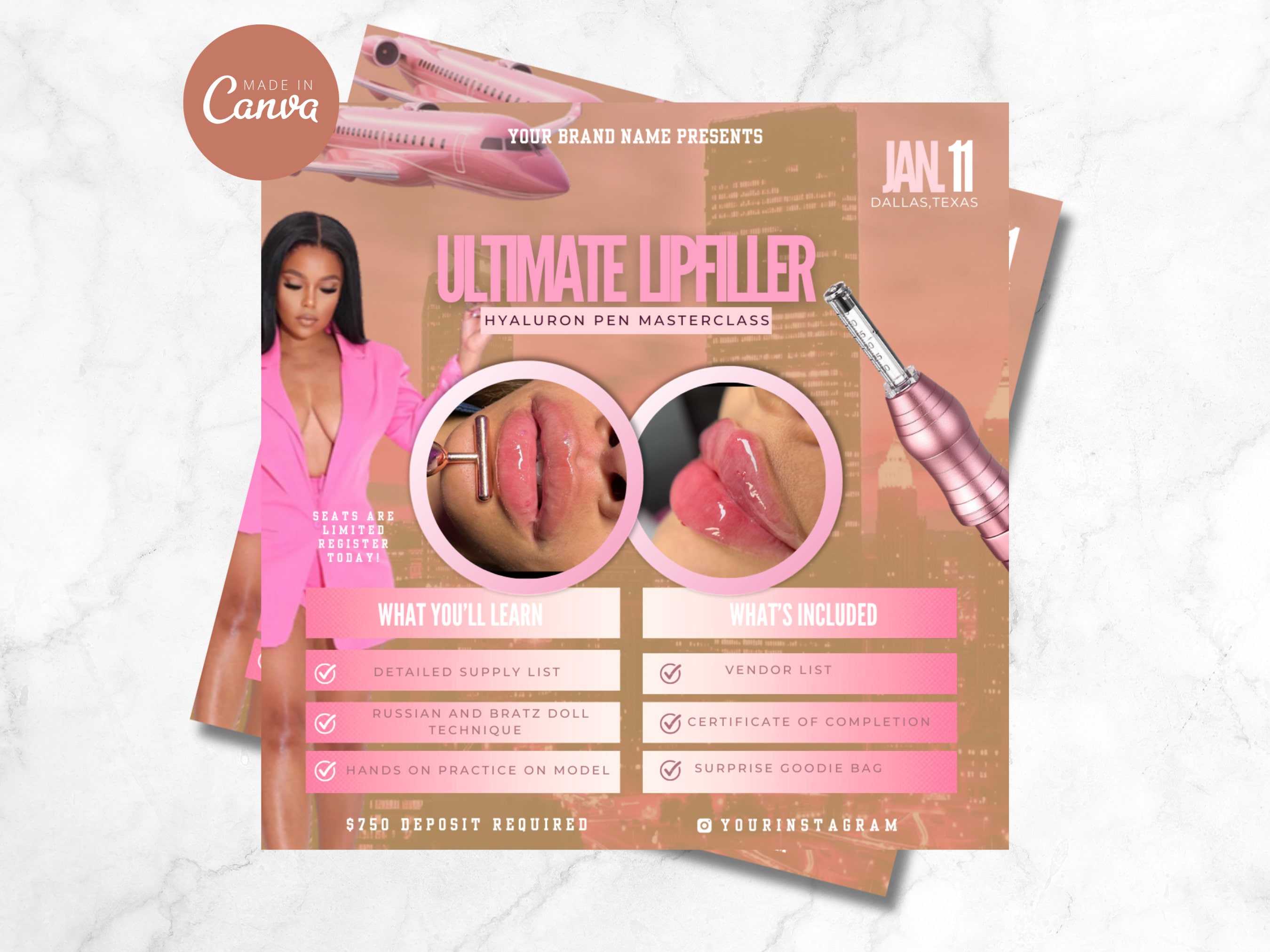 Hyaluron Pen Flyer, Hyaluron Pen, Instant Download, Dermal Filler, Lips, Esthetician, Event flyer, Class Flyer, Event Flyer
