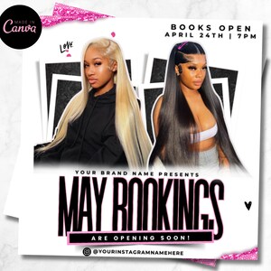 May Bookings Flyer: Hair, Nails, Makeup, Lashes - Spring Appointments