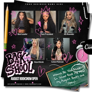 DIY August Booking Flyer: Back to School Hair, Nails, Lash Template