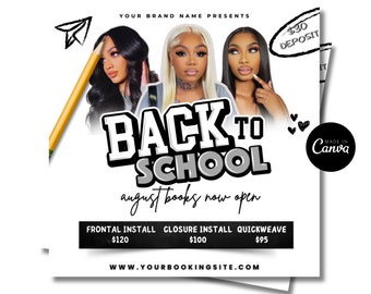 August Booking Flyer , DIY Back to School Flyer, Editable Back to School Flyer, Hair , Nails, Makeup Lash Flyer
